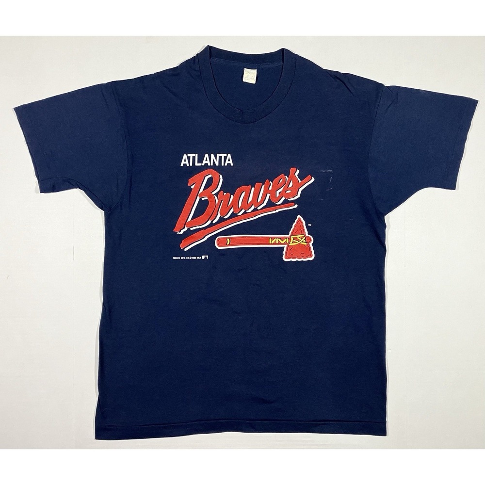 Vintage Atlanta Braves T Shirt Mens XL 1989 Single Stitch Blue Made In USA